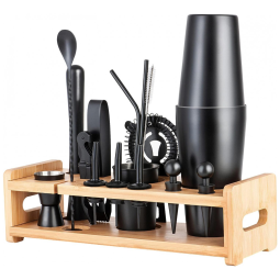 Kit Bn Profissional Peças em Aço Inoxidável com Suporte, JNWINOG Boston 17, Preto