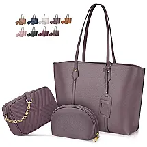 Nubily Conjunto de Bolsas Femininas em Couro Sintético, 3 Unidades, Rosa Nude