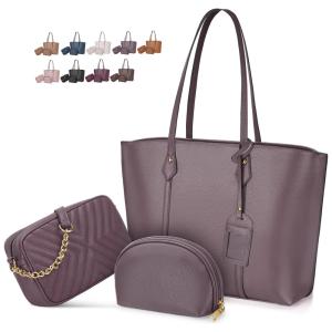 Nubily Conjunto de Bolsas Femininas em Couro Sintético, 3 Unidades, Rosa Nude