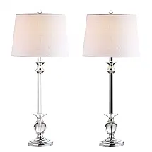 Abajur Luminária de Mesa em Cristal e Metal, Estilo Contemporânea com 83 cm de Altura para Quarto, Sala de Estar e Escritório, 2 Un