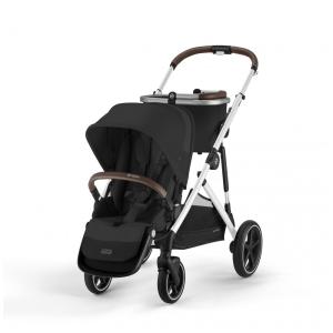 Carrinho de Bebê Duplo Modular com Mais de 20 Configurações e Inclui Cesto de Compras Removível, Cybex Gazelle S, Preto e Marrom