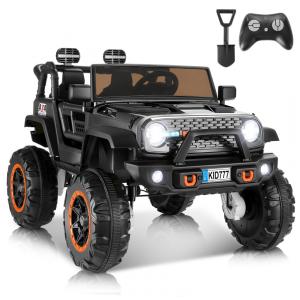 Carro Elétrico Infantil, Jeep 4x4 com Controle Remoto, 2 Lugares, Música via Bluetooth e Luzes LED, 24V, Hikole, Preto