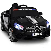 Carro Elétrico Mercedes Policial 12V Recarregável para Crianças 1 Assento até 29 kg, Idade Recomendada 3, AMERICAS TOYS, Preto