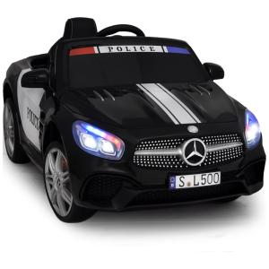 Carro Elétrico Mercedes Policial 12V Recarregável para Crianças 1 Assento até 29 kg, Idade Recomendada 3, AMERICAS TOYS, Preto