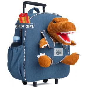 Mochila infantil de rodinhas dinossauro Naturally KIDS com pelúcia removível 32 cm
