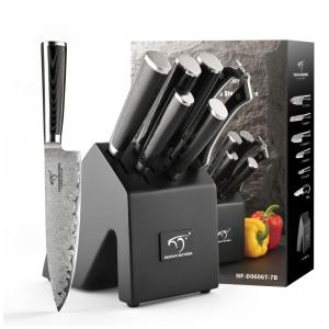 Conjunto de Facas com Bloco de Bancada, 7 Peças, NANFANG BROTHERS, Preto