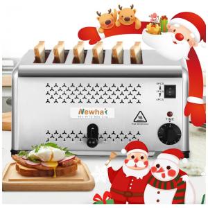 Torradeira Elétrica Capacidade de 6 Fatias 2500W, Aço Inoxidável, 110v, NEWHAI, Prateado