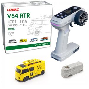 Mini Carro RC Escala 1:64 com Controle Remoto Hobby de 2,4 GHz e Iluminação RGB, LDARC, Amarelo