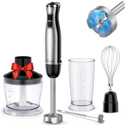 MOOKA Mixer 5 em 1 Multifuncional com 12 Velocidades e Acessórios, 110V, 1100W, Preto