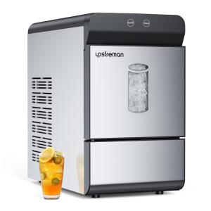 Máquina de Gelo em Aço Inoxidável com Capacidade para 14,9 kg em 24H, Função Autolimpeza e Recarga de Água de 2 Maneiras, 110V 170W