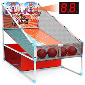 Jogo de Basquete Arcade Infantil para 2 Jogadores com 4 Bolas, Placar Eletrônico e Luz LED Dinâmica para Crianças de 3 a 12 Anos, Lyoyo