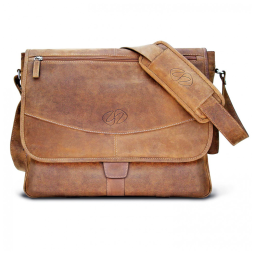 Bolsa Maleta de Couro Masculina para Laptop, MICHAEL SANTORO DESIGN, Marrom