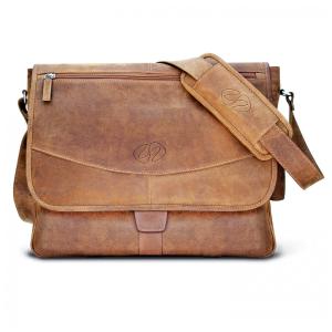 Bolsa Maleta de Couro Masculina para Laptop, MICHAEL SANTORO DESIGN, Marrom