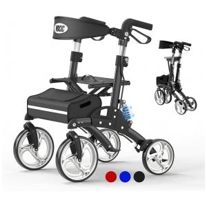 Andador para Idosos e Adultos com Assento e Amortecedor, até 120 Quilos, VOCIC, Preto