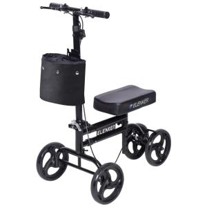 Andador 4 Rodas com Cesta e Apoio para Joelho Ideal para Lesões Suporta 136kg, ELENKER, Preto