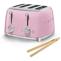 Smeg Torradeira Retro 4 slots, com pinças de bambu. Rosa