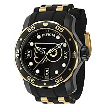 Relgio masculino Invicta NHL Philadelphia Flyers - 48 mm, ouro e preto.
