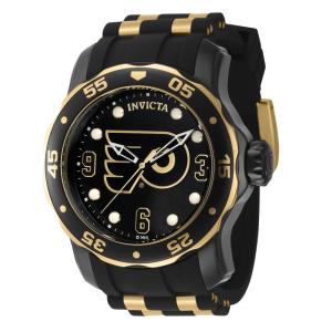 Relgio masculino Invicta NHL Philadelphia Flyers - 48 mm, ouro e preto.