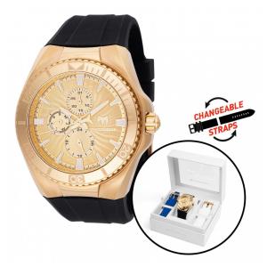 Relógio Masculino TechnoMarine Cruise California 45mm, Preto, Branco, Azul com Pulseira Intercambiável TM124018