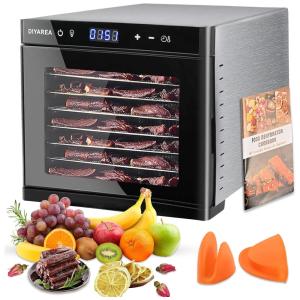 Desidratador de Alimentos DIYAREA, 8 Bandejas de Aço Inoxidável, Controle de Temperatura 75°C, Temporizador 48H, 700W