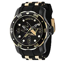Relgio Invicta NHL San Jose Sharks 48mm em ouro e preto - modelo ZG-42318 para homens.