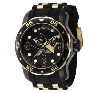 Relgio Invicta NHL San Jose Sharks 48mm em ouro e preto - modelo ZG-42318 para homens.