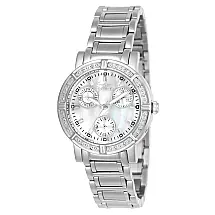 Relgio feminino Wildflower 0,07 quilates com diamante e mostrador em madreprola - 33 mm. Ao 4718
