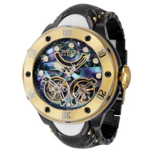 Relógio Masculino Automático Reserve Kraken com Mostrador Abalone, Invicta 39718, Preto, Branco e Dourado