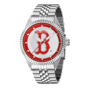 Relógio Masculino MLB Boston Red Sox com Pulseira de Aço Inoxidável, Invicta 42918, Prata