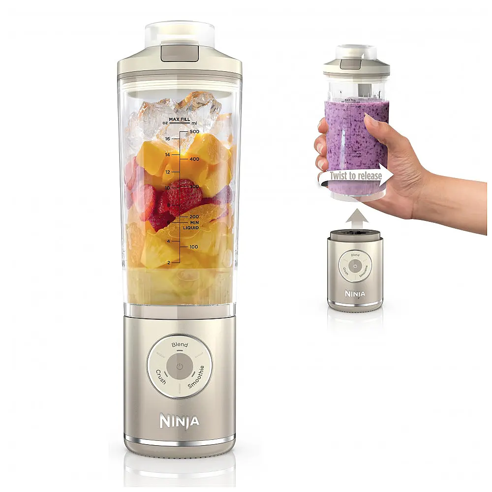 Liquidificador Portátil sem Fio 500mL com 3 Programas, À prova de Vazamento, 110V, Ninja Blast Max, BC251IV, Creme