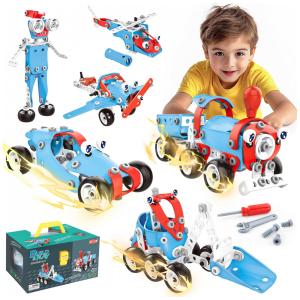 Kit de blocos de montar SMILESSKIDDO STEM 6 em 1 142 peças com caixa organizadora para crianças a partir de 5 anos