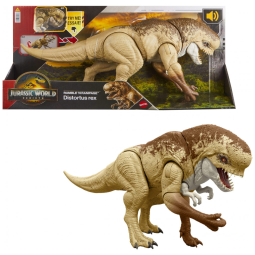 Mattel Jurassic World Rebirth Distortus Rex Rumble N Rampage Dinosaur Action Figure 55,88 Centímetros com 2 Ações de Ataque