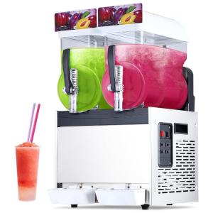 Máquina de Raspadinha Comercial, 30 Litros (15L x 2), 700W de Aço Inoxidável, Autolimpante, para Smoothies e Bebidas