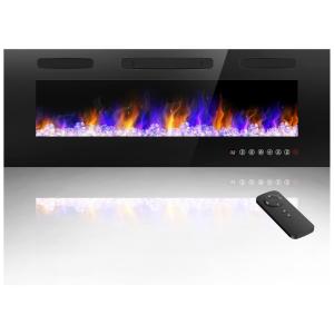 Lareira Elétrica de Embutir A45x127L com Controle Remoto e Chamas Ajustável, 110V 1500W, Masarflame, Preta