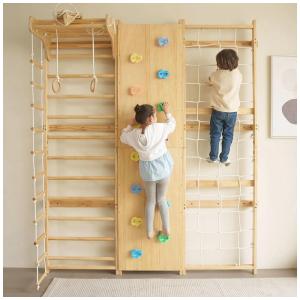 Aparelho Ginásio Escada Sueca 9 em 1 Avenlur Walnut Madeira Natural, Compacto, Altura 2,00 m