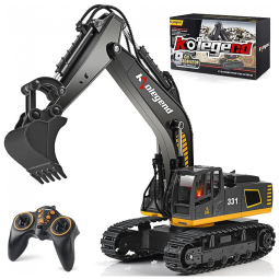 Mini Retroescavadeira RC Kolegend 40 cm, 11 Canais, Brinquedo de Construção Hidráulico para Crianças de 6 a 10 anos