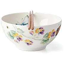 Bowl com Capacidade de 750mL, Material de Porcelana e Formato Redondo, Inclui 2 Hashi, LENOX 892519, Branca Colorida