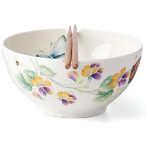 Bowl com Capacidade de 750mL, Material de Porcelana e Formato Redondo, Inclui 2 Hashi, LENOX 892519, Branca Colorida