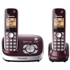 Dois Telefones Sem Fio DECT 6.0 Sistema de Atendimento, vinho tinto, 2 aparelhos, PANASONIC KX TG6572R, Bordô