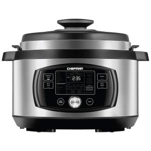 Panela de Pressão Elétrica 7.6 Litros, Aço Inoxidável, 110V 1300W, CHEFMAN, Preta e Prata