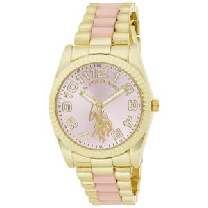 Relógio An de qartzo analógico feminino com alça de liga metálica, claro, claro, U.S. POLO ASSN. USC40141, Rosa claro