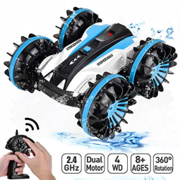 Off Road Controle Remoto Barco e Carro Sem Fio À Prova DÁgua Gira 360 e 180 Tração 4x4
