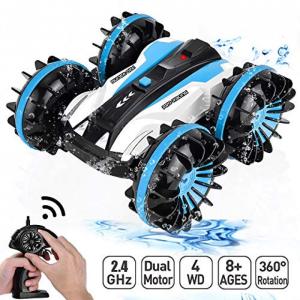 Off Road Controle Remoto Barco e Carro Sem Fio À Prova DÁgua Gira 360 e 180 Tração 4x4