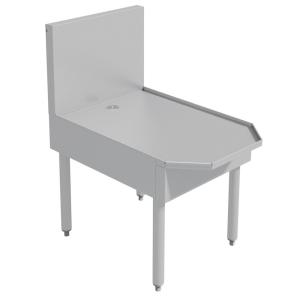 Balcão suporte para máquina de bebidas congeladas Advance Tabco Prestige inox 46 x 76 cm, com protetor traseiro e dreno central