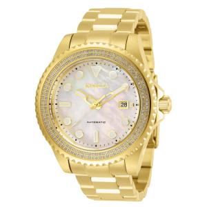 Relógio Masculino Automático Pro Diver 0,76 quilates com Mostrador Madrepérola e Diamante, Invicta 30328, Dourado e Branco