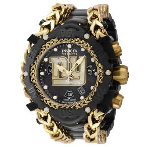 Relgio masculino reserva NFL New York Giants Swiss Ronda Z60 calibre com mostrador madreprola - 55,25 mm. Ouro. Preto
