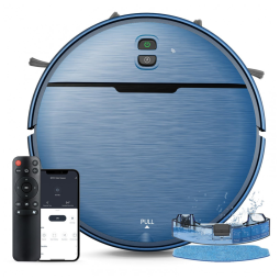 Robô Aspirador e Esfregão iMartine Azul 2 em 1, Sucção 2.300 Pa, Sem Escova, Wi-Fi, Controle por App e Voz – BR151