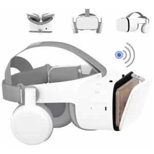 Óculos de Realidade Virtual 3D com Fones de Ouvido e Lente para Celulares de até, LONGLU 21 QU64, Branco