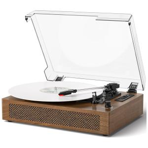 Toca-Discos de Vinil 3 Velocidades com Alto-Falantes Embutidos, Bluetooth, Gravação USB/SD, Modo EQ LED,DANFI AUDIO DF