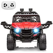 Carro Elétrico Infantil 1 Assento com Suspenção, Luzes LED, Bateria 12V, RCtown, Vermelho